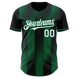 Custom Black White-Kelly Green Gradient Classic Vertical Stripe Authentic Baseball Jersey