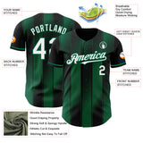Custom Black White-Kelly Green Gradient Classic Vertical Stripe Authentic Baseball Jersey
