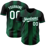 Custom Black White-Kelly Green Gradient Classic Vertical Stripe Authentic Baseball Jersey