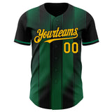 Custom Black Gold-Kelly Green Gradient Classic Vertical Stripe Authentic Baseball Jersey