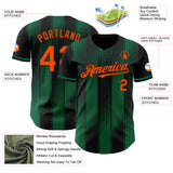Custom Black Orange-Kelly Green Gradient Classic Vertical Stripe Authentic Baseball Jersey