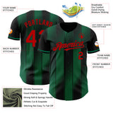 Custom Black Red-Kelly Green Gradient Classic Vertical Stripe Authentic Baseball Jersey