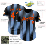 Custom Black Orange-Light Blue Gradient Classic Vertical Stripe Authentic Baseball Jersey