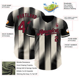 Custom Black Crimson-Cream Gradient Classic Vertical Stripe Authentic Baseball Jersey