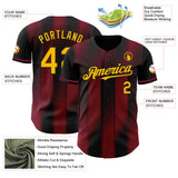 Custom Black Gold-Crimson Gradient Classic Vertical Stripe Authentic Baseball Jersey