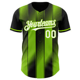 Custom Black White-Neon Green Gradient Classic Vertical Stripe Authentic Baseball Jersey