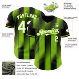 Custom Black White-Neon Green Gradient Classic Vertical Stripe Authentic Baseball Jersey