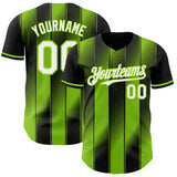 Custom Black White-Neon Green Gradient Classic Vertical Stripe Authentic Baseball Jersey