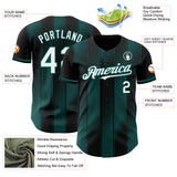 Custom Black White-Midnight Green Gradient Classic Vertical Stripe Authentic Baseball Jersey