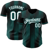 Custom Black White-Midnight Green Gradient Classic Vertical Stripe Authentic Baseball Jersey