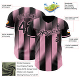 Custom Black-Light Pink Gradient Classic Vertical Stripe Authentic Baseball Jersey