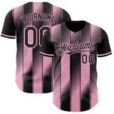Custom Black-Light Pink Gradient Classic Vertical Stripe Authentic Baseball Jersey