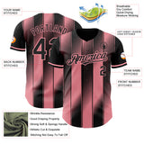 Custom Black-Medium Pink Gradient Classic Vertical Stripe Authentic Baseball Jersey