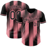 Custom Black-Medium Pink Gradient Classic Vertical Stripe Authentic Baseball Jersey