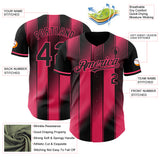 Custom Black-Neon Pink Gradient Classic Vertical Stripe Authentic Baseball Jersey