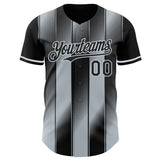 Custom Black-Silver Gradient Classic Vertical Stripe Authentic Baseball Jersey