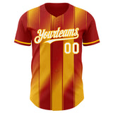 Custom Red White-Gold Gradient Classic Vertical Stripe Authentic Baseball Jersey