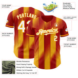 Custom Red White-Gold Gradient Classic Vertical Stripe Authentic Baseball Jersey
