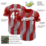 Custom Red White-Gray Gradient Classic Vertical Stripe Authentic Baseball Jersey
