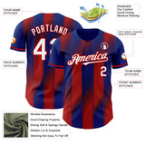 Custom Royal White-Red Gradient Classic Vertical Stripe Authentic Baseball Jersey