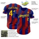 Custom Royal Yellow-Red Gradient Classic Vertical Stripe Authentic Baseball Jersey