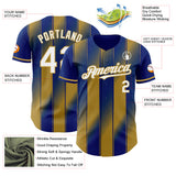 Custom Royal White-Old Gold Gradient Classic Vertical Stripe Authentic Baseball Jersey
