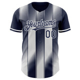 Custom Navy-White Gradient Classic Vertical Stripe Authentic Baseball Jersey
