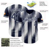 Custom Navy-White Gradient Classic Vertical Stripe Authentic Baseball Jersey