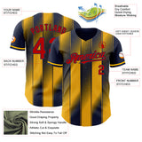 Custom Navy Red-Gold Gradient Classic Vertical Stripe Authentic Baseball Jersey