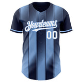 Custom Navy White-Light Blue Gradient Classic Vertical Stripe Authentic Baseball Jersey
