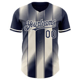 Custom Navy Cream-Cream Gradient Classic Vertical Stripe Authentic Baseball Jersey