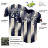 Custom Navy Cream-Cream Gradient Classic Vertical Stripe Authentic Baseball Jersey