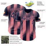 Custom Navy-Medium Pink Gradient Classic Vertical Stripe Authentic Baseball Jersey