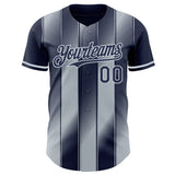 Custom Navy-Silver Gradient Classic Vertical Stripe Authentic Baseball Jersey