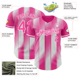 Custom Pink-White Gradient Classic Vertical Stripe Authentic Baseball Jersey