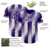 Custom Purple-White Gradient Classic Vertical Stripe Authentic Baseball Jersey