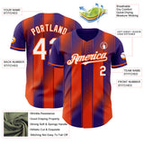 Custom Purple White-Orange Gradient Classic Vertical Stripe Authentic Baseball Jersey