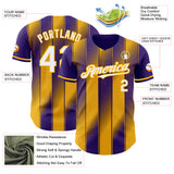 Custom Purple White-Gold Gradient Classic Vertical Stripe Authentic Baseball Jersey