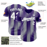 Custom Purple White-Gray Gradient Classic Vertical Stripe Authentic Baseball Jersey