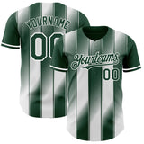 Custom Green-White Gradient Classic Vertical Stripe Authentic Baseball Jersey
