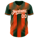 Custom Green White-Orange Gradient Classic Vertical Stripe Authentic Baseball Jersey
