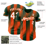 Custom Green White-Orange Gradient Classic Vertical Stripe Authentic Baseball Jersey