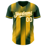 Custom Green White-Gold Gradient Classic Vertical Stripe Authentic Baseball Jersey