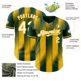 Custom Green White-Gold Gradient Classic Vertical Stripe Authentic Baseball Jersey