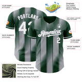 Custom Green White-Gray Gradient Classic Vertical Stripe Authentic Baseball Jersey