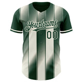 Custom Green Cream-Cream Gradient Classic Vertical Stripe Authentic Baseball Jersey