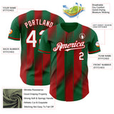 Custom Kelly Green White-Red Gradient Classic Vertical Stripe Authentic Baseball Jersey