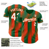 Custom Kelly Green White-Orange Gradient Classic Vertical Stripe Authentic Baseball Jersey