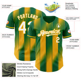 Custom Kelly Green White-Gold Gradient Classic Vertical Stripe Authentic Baseball Jersey