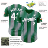 Custom Kelly Green White-Gray Gradient Classic Vertical Stripe Authentic Baseball Jersey